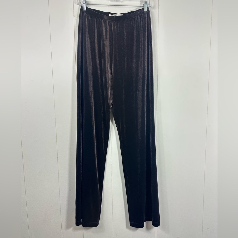 Strada Womens Size M Brown Velvet Pull On Straight Leg Casual Pants Made In USA